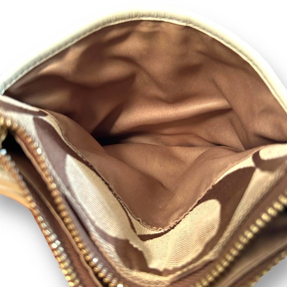 COACH Signature 40758 Crossbody Bag Canvas Leather Brown White Swingpack - Picture 12 of 14